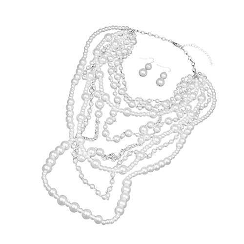 Limtula Elegante Mehrschichtperlen Halskette Und Ohrringe Für Frauen Mit Handgefertigten Perlen Und Modischen Designs von Limtula