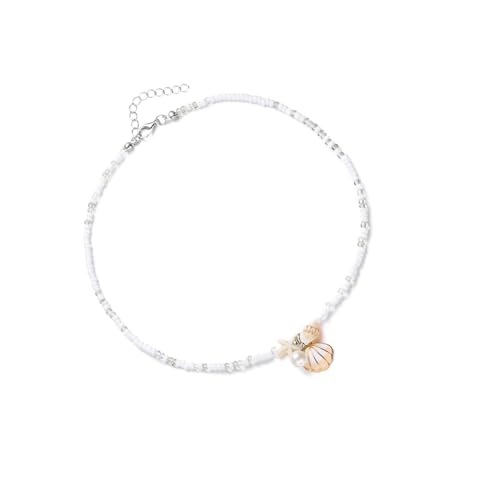 Limtula Elegante Schlüsselbeinkette, Halsschmuck, Muschelanhänger, Perlen-Legierung, Textur für verschiedene Anlässe, handgefertigter Schmuck, Einheitsgröße, Wie beschrieben, Wie beschrieben von Limtula