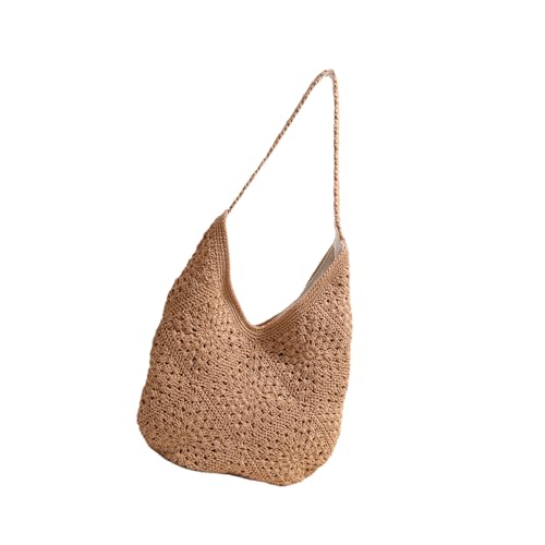 Limtula Elegante Schultertasche aus Baumwolle mit Blumenmuster für Strandausflüge, stilvolle und praktische Designs, Eimer-Handtasche für modische Frauen, stilvolles Strand-Accessoire, Kaffeebraun Limtula Elegante Schultertasche aus Baumwolle mit Blumenmuster für Strandausflüge, stilvolle und praktische Designs, Eimer-Handtasche für modische Frauen, stilvolles Strand-Accessoire, Kaffeebraun von Limtula
