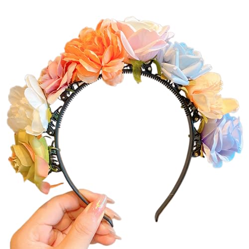 Limtula Ethnisches Braut-Stirnband, Haarkranz, Blumenkronen, Hochzeitsblumen-Haarband für Frauen und Mädchen, Haarschmuck, stilvolle Haarverzierungen von Limtula