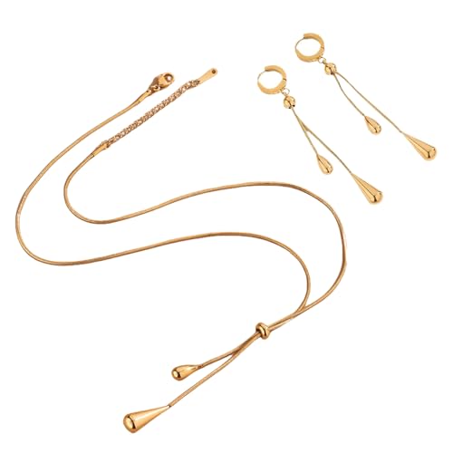 Limtula Everyda 3 Quasten Halskette und Ohrringe Schmuck-Set elegantes Design für Frauen mit robusten Stahlmaterialien für den Alltag von Limtula