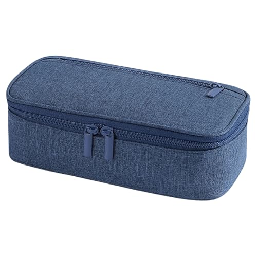 Limtula Federmäppchen mit großem Fassungsvermögen, einfarbig, einfache Stifttasche, Studententasche, einfarbig, großes Fassungsvermögen, navy von Limtula