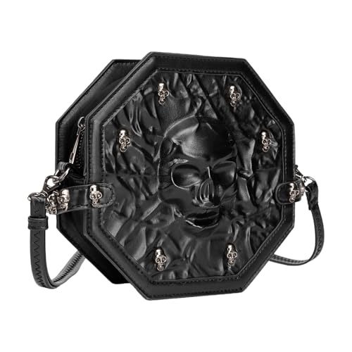 Limtula Frauen Umhängetasche Trendige Handtasche Retro Telefon Nieten Messenger Schädel Kopfkreuzkörper Für Tägliche Retro Crossbody Für Frauen PU Leder Telefon Schädel Schulter von Limtula
