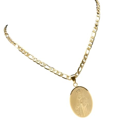 Limtula Halskette aus Edelstahl, oval, religiöser Halsreif mit verstellbarer Kette, katholischer Choker-Schmuck für Damen und Herren von Limtula