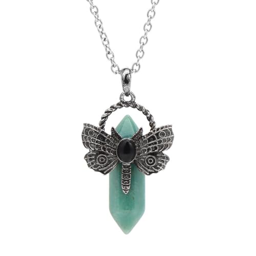 Limtula Halskette mit Anhänger aus natürlichen Kristallen in sechseckiger Form und Libellen-Akzent für den täglichen Gebrauch, eleganter Damen-Schmuck, inspiriert von der Natur, Einheitsgröße, Wie von Limtula