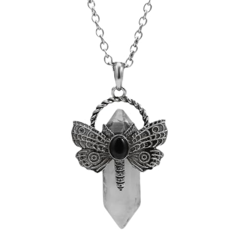 Limtula Halskette mit Anhänger aus natürlichen Kristallen in sechseckiger Form und Libellen-Akzent für den täglichen Gebrauch, eleganter Damen-Schmuck, inspiriert von der Natur, Einheitsgröße, Wie von Limtula