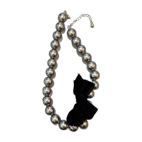 Limtula Halskette mit Perlen im Punk-Stil, mit breiter schwarzer Schleife, modischer Gothic-Halsschmuck für Damen, Kunstperlen von Limtula