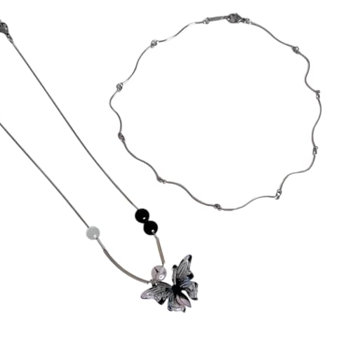 Limtula Halskette mit Schmetterlingsanhänger, winkend, stapelbar, Hochzeitsschmuck für Mädchen, Valentinstag, Geburtstag, Weihnachten, Metall von Limtula