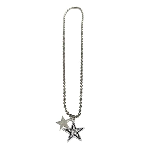 Limtula Halskette mit Stern-Anhänger aus Stahl, runde Perlen, Choker, Party-Schmuck, geeignet für Hochzeit, Party, Alltag, Wie beschrieben von Limtula