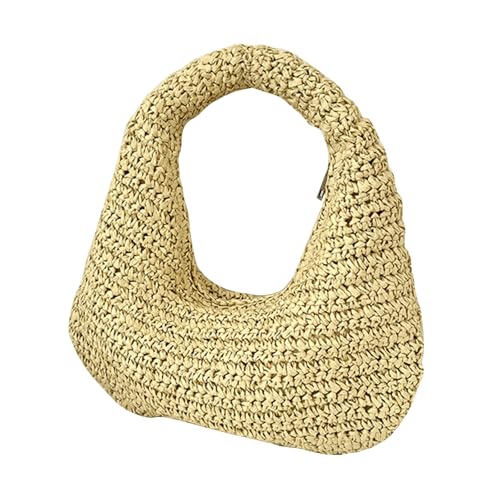 Limtula Handgefertigte Damen-Handtasche mit Tragegriff oben, Strandhandtaschen, Bast, gewebte Taschen, Stroh-Handtasche für Freizeit oder Reisen, Stroh-Handtasche, beige, One Size von Limtula