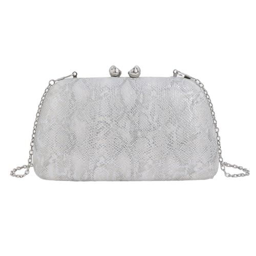 Limtula Handtasche mit Schlangenmuster, PU-Leder, Umhängetasche, Abendtasche, Geldbörse mit Schulterkette, perfekt für formelle Veranstaltungen und Partys, silber von Limtula