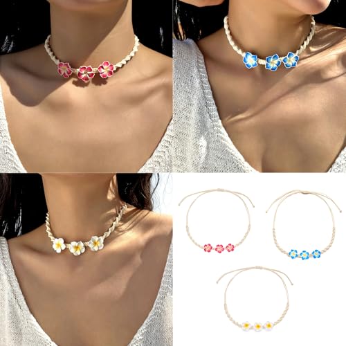 Limtula Hawaiian Inspirierte Handgewebte Halskette Mit Polymeren Ton Pflumeria Blüten Stabil Kette Für Frauen Schmuckstücke Tropischer Strandschmuck Limtula Hawaiian Inspirierte Handgewebte Halskette Mit Polymeren Ton Pflumeria Blüten Stabil Kette Für Frauen Schmuckstücke Tropischer Strandschmuck von Limtula