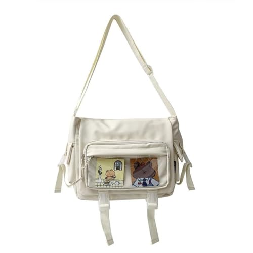 Limtula Japanische High-School-Mädchen-Umhängetasche, Nylon, Buchtasche, transparent, Itabag, Damen-Handtaschen, JK-Tasche, Schultertaschen, weiß von Limtula