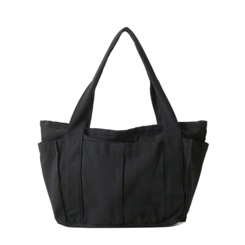 Limtula Leichte Canvas-Tasche für Damen, große Kapazität, Handtasche, Schultertasche zum Einkaufen und Pendeln, Schwarz von Limtula
