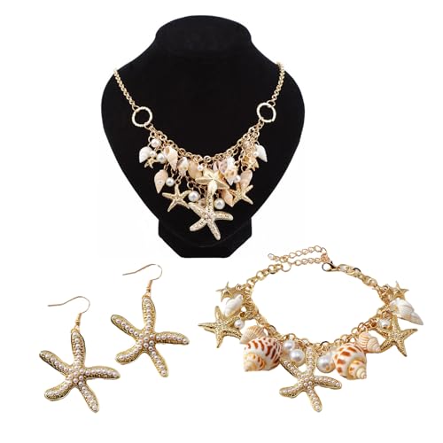 Limtula Meerjungfrau Kostümzubehör 3 Meerjungfrau Kostümschmuck Seashells Armband Statement Halskette Ohrringe Accessoires von Limtula