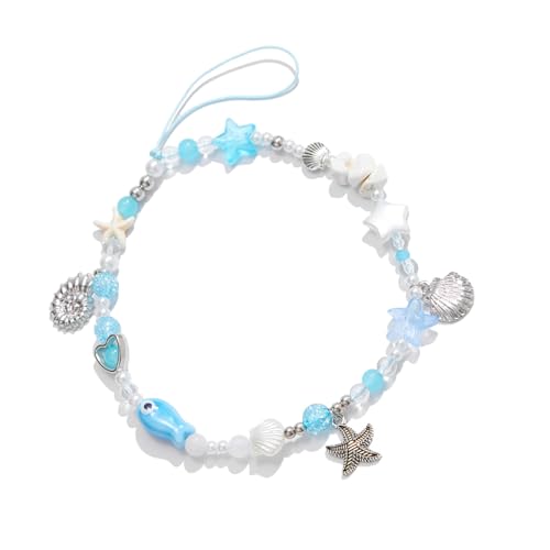 Limtula Metall Sea Theme Handy Lanyard Mit Shell Star Fish Anhänger Alloy Telefonkette Handgefertigte Perlenschlüsselkettenzubehört von Limtula