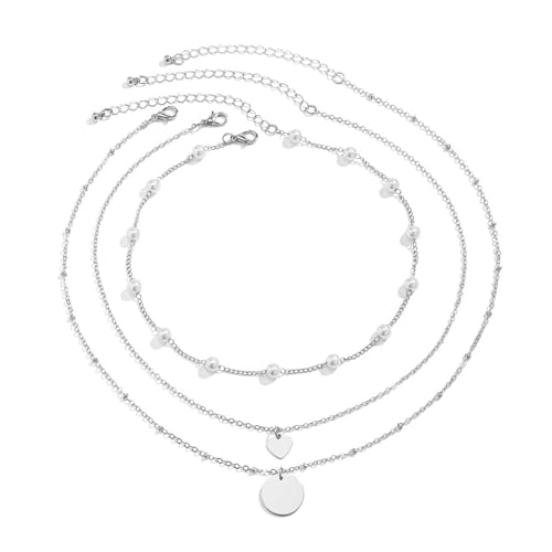 Limtula Modische, mehrschichtige geometrische Halskette für Liebhaber süßer, cooler Styles mit stabilen Metall-Pailletten und Perlen von Limtula