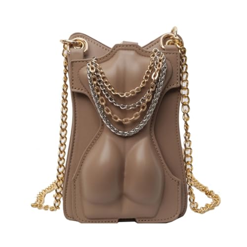 Limtula Modische Umhängetasche mit Kettenriemen für Damen, PU-Leder, Kuriertasche, kleine quadratische Tasche, Mädchen, Hot Girl-Stil, Schultertasche, khaki von Limtula