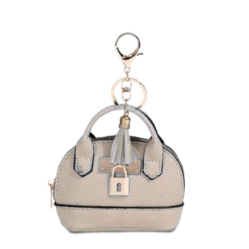 Limtula Modische kleine Münzgeldbörse, Schlüsselanhänger, robustes PU-Leder, kleine Kosmetiktasche für Damen, Karten- und Kabel-Organizer, cremefarben von Limtula
