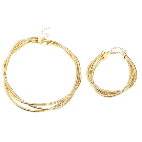 Limtula Modisches Schmuck-Set mit 3 Strängen, einzigartige 3-strängige Wickelkette, Halskette und Set im Hip-Hop-Stil von Limtula