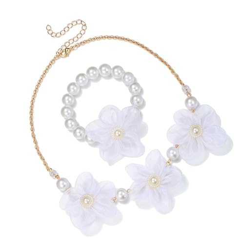 Limtula Multifunktionale Perlen-Halskette für Kinder, Blume, verstellbar, elegantes Geschenk für Mode-Liebhaber, Imitationsperlen und Halsketten-Set von Limtula