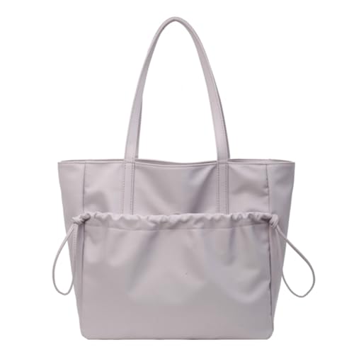 Limtula Nylontasche, Einkaufstasche für Damen und Mädchen, große Kapazität, Handtasche, einfarbig, Schultertaschen, Büchertasche, violett von Limtula