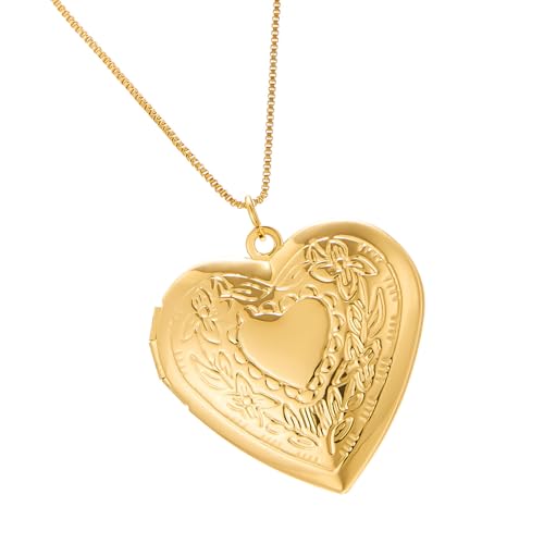 Limtula Personalisierbare Foto-Medaillon-Halskette, Liebesherz-Designs mit Gravur, Modeschmuck, Accessoire für trendige Frauen, verstellbare Länge, Einheitsgröße, Wie beschrieben, Wie beschrieben von Limtula