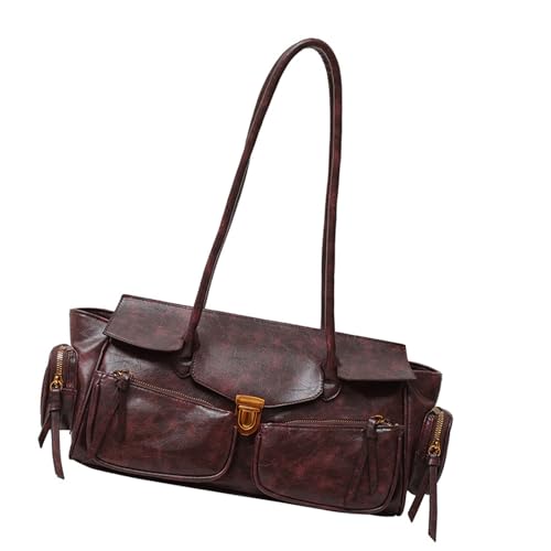 Limtula Retro Achseltasche Große Kapazität Schultertasche mit mehreren Taschen Achseltaschen für den täglichen Gebrauch und besondere Anlässe Stilvolle Damenhandtasche, rot, One Size von Limtula