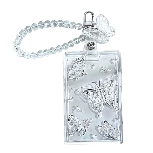 Limtula Schiebeverschluss Kartenhülle Klar Halter Business Protector Schiebe-Öffnen für Karten Anti-Lost Kartenhalter, Kristall-Schmetterling von Limtula