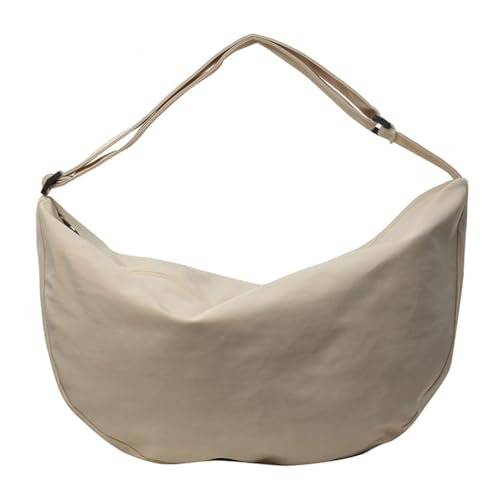 Limtula Schultertasche aus Segeltuch mit verstellbarem Riemen für Damen und Herren, Reißverschluss, großes Fassungsvermögen, solide Umhängetasche für Freizeit, Schule, beige von Limtula