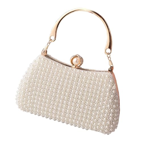 Limtula Stilvolle Abendtasche, Schultertasche, Geldbörse mit Kunstperlen, verzierter Handtaschenkettenriemen für Hochzeiten und gesellschaftliche Zusammenkünfte, stilvolle Damentasche, weiß, One Size Limtula Stilvolle Abendtasche, Schultertasche, Geldbörse mit Kunstperlen, verzierter Handtaschenkettenriemen für Hochzeiten und gesellschaftliche Zusammenkünfte, stilvolle Damentasche, weiß, One Size von Limtula