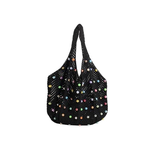 Limtula Stilvolle Häkeln Beach Umhängetasche Für Frauen Mit Farbenfrohen Perlen Unterarm Handtasche Große Kapazität Reiseurlaubsbeutel Atmungsaktive Stricktasche von Limtula