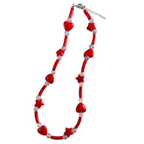 Limtula Stilvolle Halskette mit Herz-Anhänger, Acrylperlen, Party-Schmuck, geeignet für Frauen, Paare, Familie, Wie beschrieben von Limtula