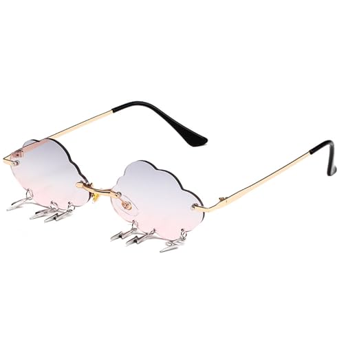 Limtula Stilvolle Wolken-Sonnenbrille für Mädchen, Jungen, Foto-Requisiten, Reisen, coole Schattierungen, rahmenlos, coole Brille, Mädchen und Jungen, Grau auf der Oberseite und Puder Limtula Stilvolle Wolken-Sonnenbrille für Mädchen, Jungen, Foto-Requisiten, Reisen, coole Schattierungen, rahmenlos, coole Brille, Mädchen und Jungen, Grau auf der Oberseite und Puder von Limtula