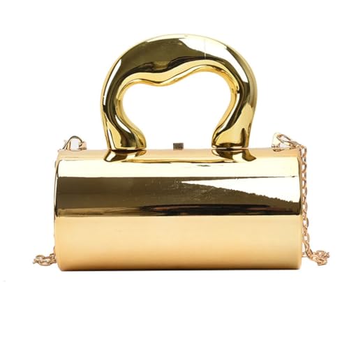 Limtula Stilvolle Zylindertasche aus Acryl mit Kettenriemen, vielseitige Schultertasche und Handtasche, gold von Limtula