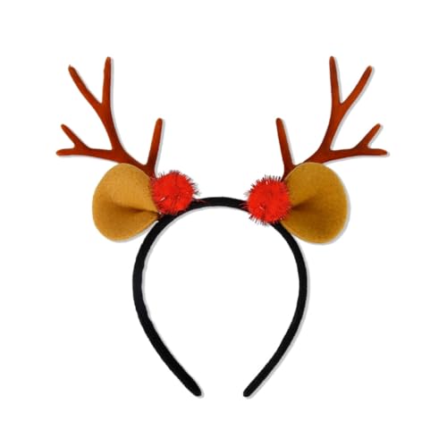 Limtula Stirnband mit Rentiergeweih für Erwachsene, mit Glocken/Pompons, Weihnachten, Make-up, Fotografieren, Karneval, Party, Kopfschmuck von Limtula