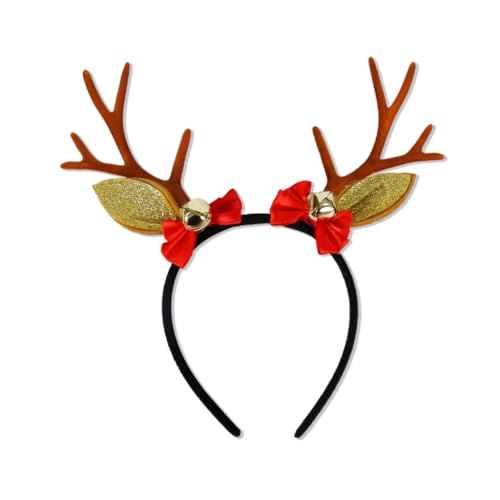 Limtula Stirnband mit Rentiergeweih für Erwachsene, mit Glocken/Pompons, Weihnachten, Make-up, Fotografieren, Karneval, Party, Kopfschmuck von Limtula