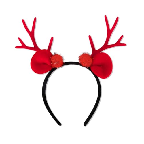 Limtula Stirnband mit Rentiergeweih für Erwachsene, mit Glocken/Pompons, Weihnachten, Make-up, Fotografieren, Karneval, Party, Kopfschmuck von Limtula