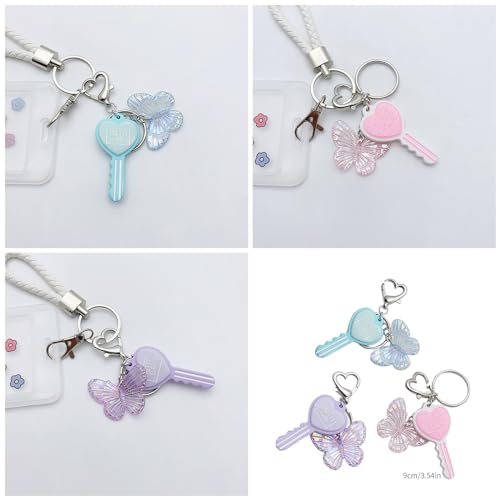 Limtula Stylish Conbon Colored Harz Keychain Personalisierte Herzschlüssel Schmetterlingsgeformte Keyring Mode Telefon Für Frauen von Limtula