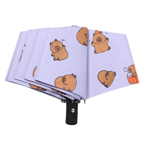 Limtula Tragbarer, beschichteter Regenschirm mit Sonnenschutz und stilvollem Capybara-Muster, Sonnen- und Regenschirm, Reise-Regenschirm, 2 von Limtula