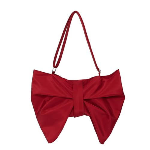 Limtula Trendige Schultertasche mit Schleife, Nylon, Achseltasche, Abendtasche, gerüschte Handtasche, geräumiger Innenraum, professionelle Pendler, unverzichtbar, große Kapazität, Bowknot-Handtasche von Limtula