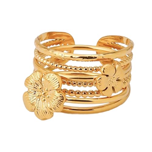 Limtula Trendy Gold Plattierte Verstellbare Größe Stapelbare Ringe Set Wasserdichte Fingerschmuck Stilvolle Zubehör Für Partys Minimalistische Set von Limtula
