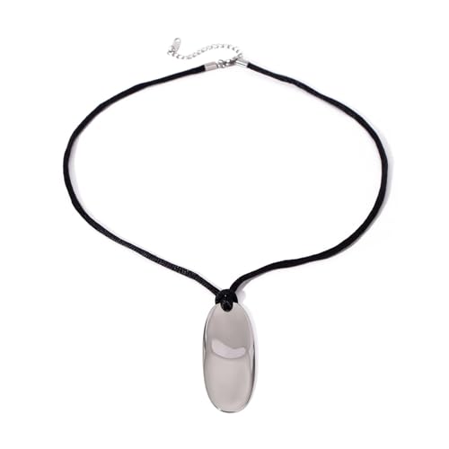 Limtula Vielseitige, ovale Anhänger-Halskette, verstellbares schwarzes Seil, stilvolles Schlüsselbein-Ketten-Accessoire, modischer Schmuck von Limtula