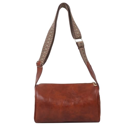 Limtula Vintage geometrische breite Riemchen Kissen Schultertasche große Kapazität PU Leder Crossbody Tasche Kleine Handtasche Geldbörse für Frauen, hellbraun von Limtula