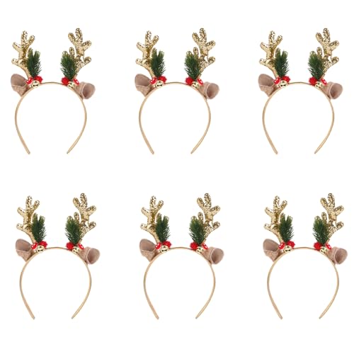 Limtula Weihnachtsgeweih-Stirnbänder, zartes Weihnachts-Rentiergeweih, Stirnbänder mit Designs für Feiertage, Partys, Charm, 6 Stück von Limtula