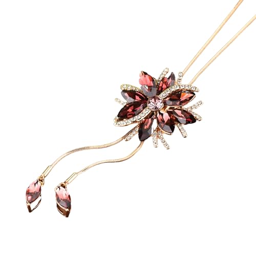 Limtula Zierliche Strass-Blumen-Anhänger-Halskette, verstellbar, lange Pulloverkette mit Quasten für Damenpartys, Schmuck Limtula Zierliche Strass-Blumen-Anhänger-Halskette, verstellbar, lange Pulloverkette mit Quasten für Damenpartys, Schmuck von Limtula