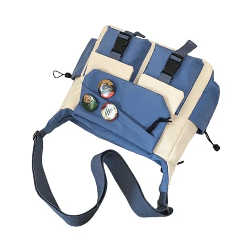 Messenger Bag Für Frauen Männer Nylon Crossbody Taschen Multesate Füttern Spaose Wasserdicht Schulter Nylon, Blau und Weiß, Mass Beauty von Limtula