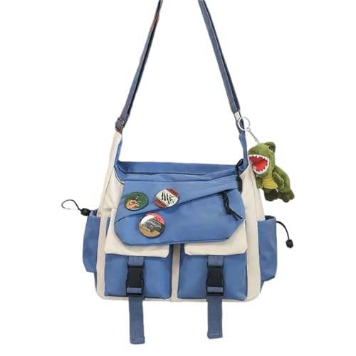 Messenger Bag Für Frauen Männer Nylon Crossbody Taschen Multesate Füttern Spaose Wasserdicht Schulter Nylon, Blue and White Plus, Mass Beauty von Limtula