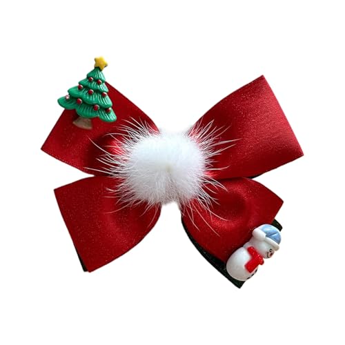 Modische Haarspangen mit Schleife, Weihnachtsmann-/Baum-Anhänger, Weihnachtsfest, Haarstyling, rutschfest, stilvolle Haarspange für Damen und Mädchen von Limtula