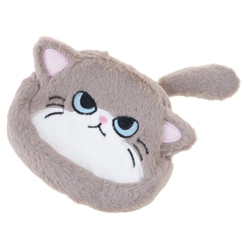 Münzbörse in Katzenform, Plüschbeutel, schöne Geldbörse mit Reißverschlüssen, kleine Geldbörse für Damen, tragbare Kosmetiktasche, Katzentasche, Aprikosenweiß, Mass Beauty von Limtula